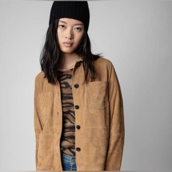 ZADIG & VOLTAIRE Toi Daim Suede Leather Shirt Jacket in BLACK NWT medium - Picture 1 of 9